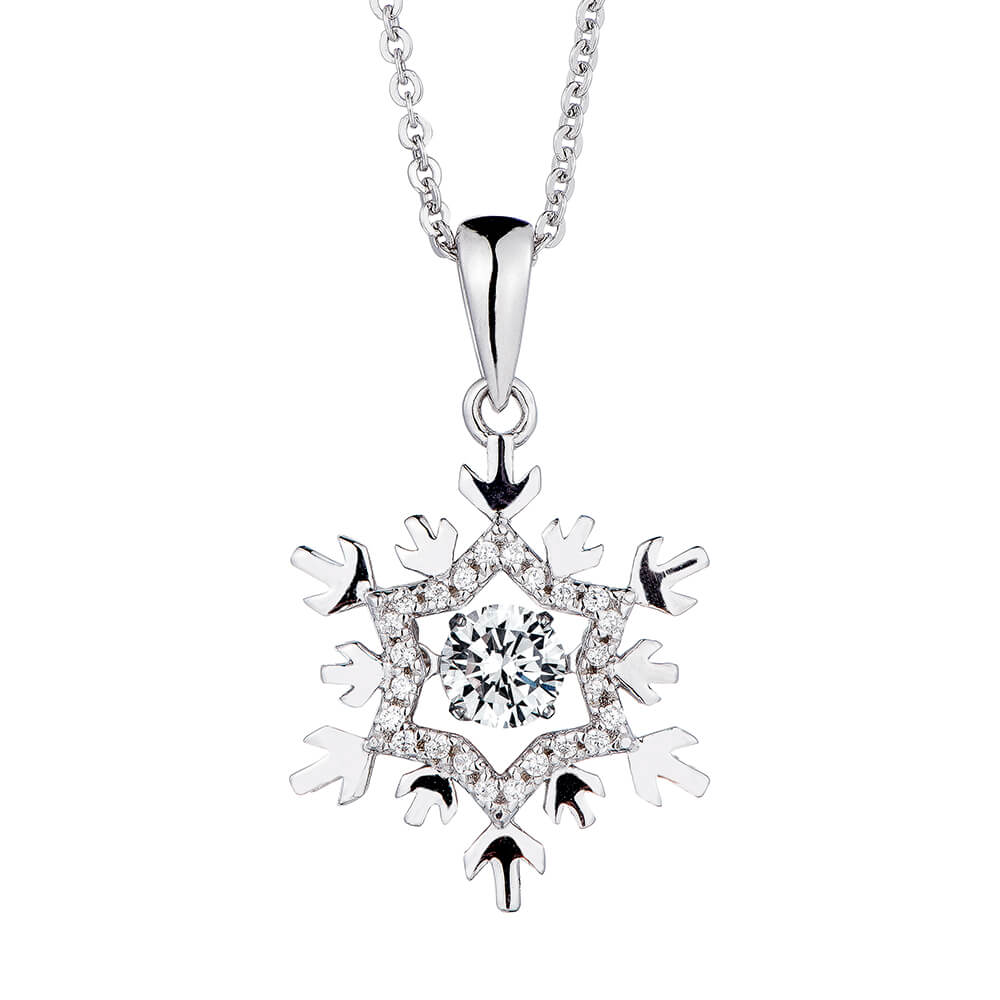 Dancing Wholesale Fashion Snowflake CZ Stone Silver 925 Necklace