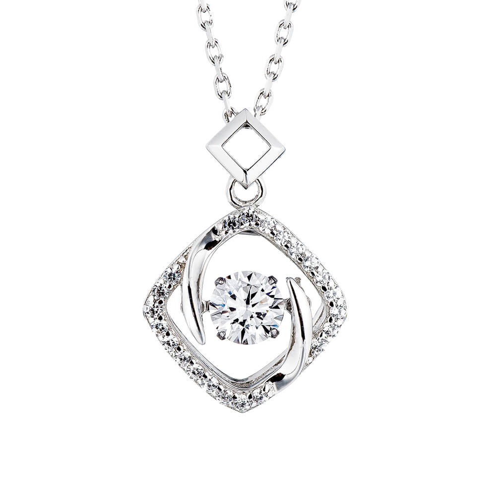 Fashion Jewelry Necklace 925 Sterling Silver Sparkling Dancing flower Shaped Pendant Necklace