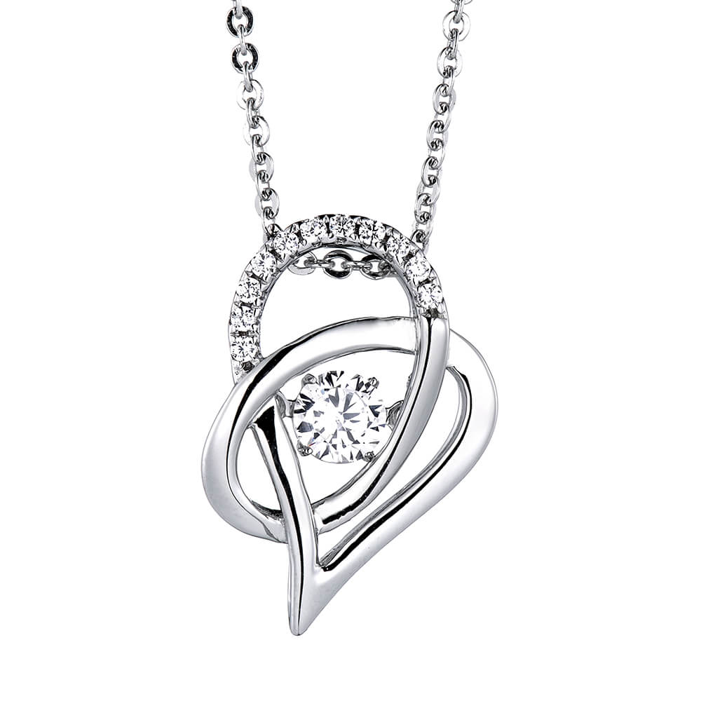 Heart-shaped Dance Pendant Necklace Silver Diamond Dancing Stone Necklace Girl Gift
