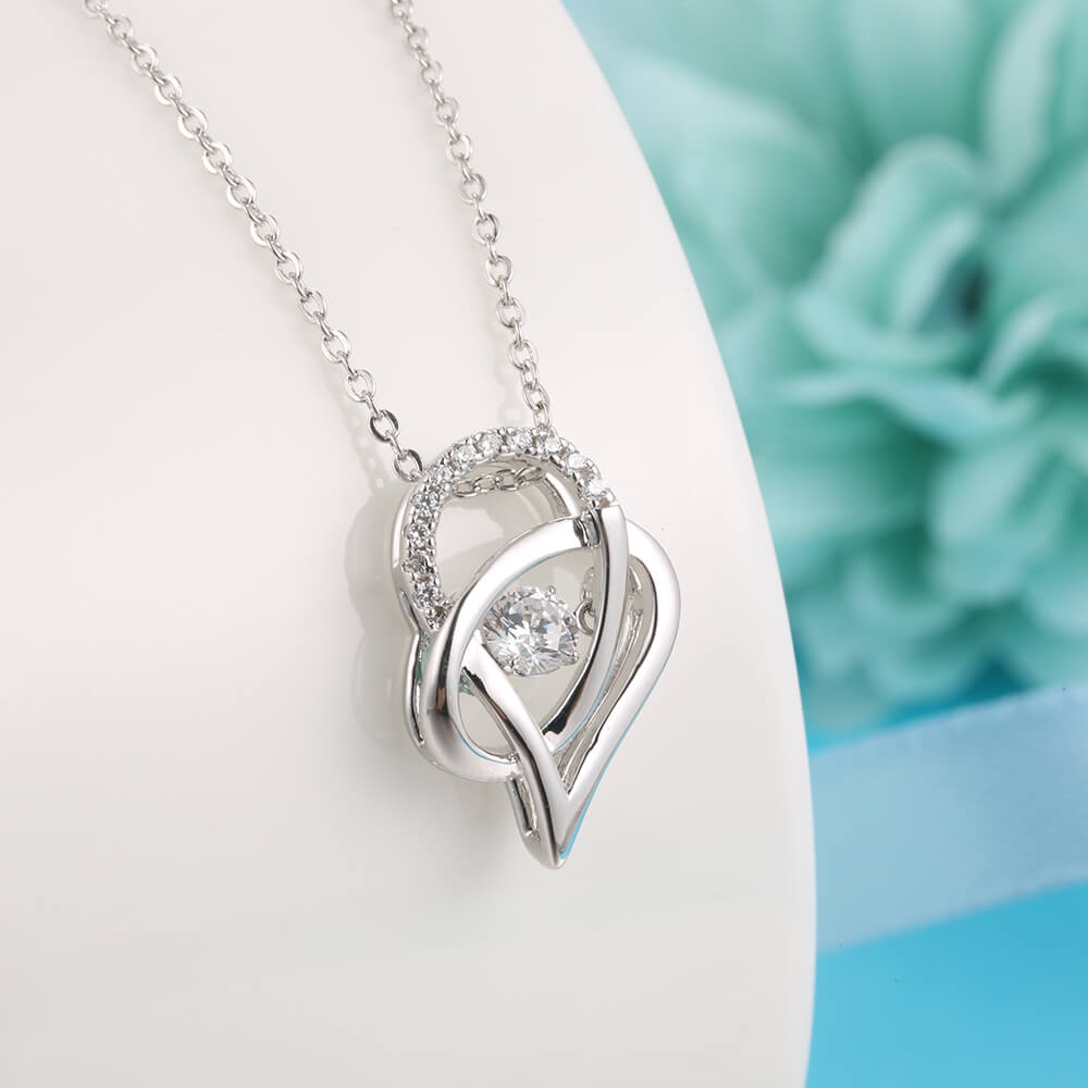 Heart-shaped Dance Pendant Necklace Silver Diamond Dancing Stone Necklace Girl Gift