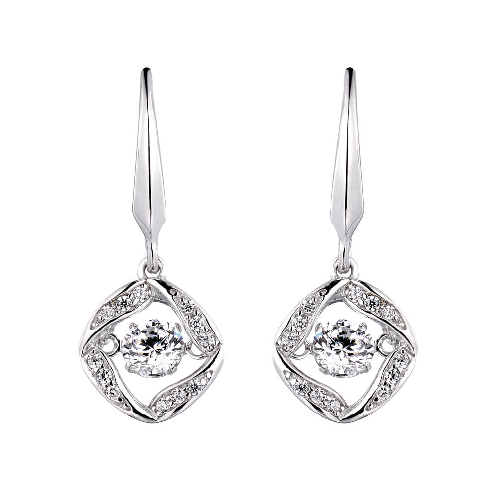 925 Silver Drop Earring with Rhodium Plated and earrings with dancing stone for Girl