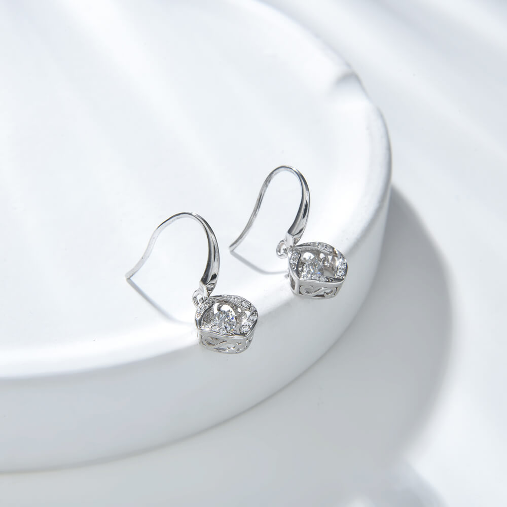 925 Silver Drop Earring with Rhodium Plated and earrings with dancing stone for Girl