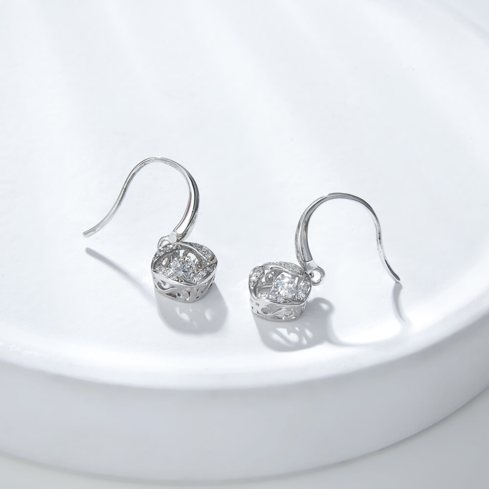 925 Silver Drop Earring with Rhodium Plated and earrings with dancing stone for Girl