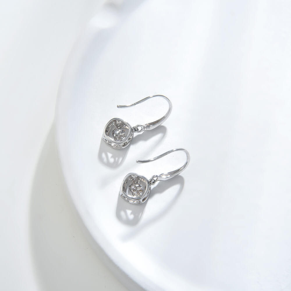 925 Silver Drop Earring with Rhodium Plated and earrings with dancing stone for Girl