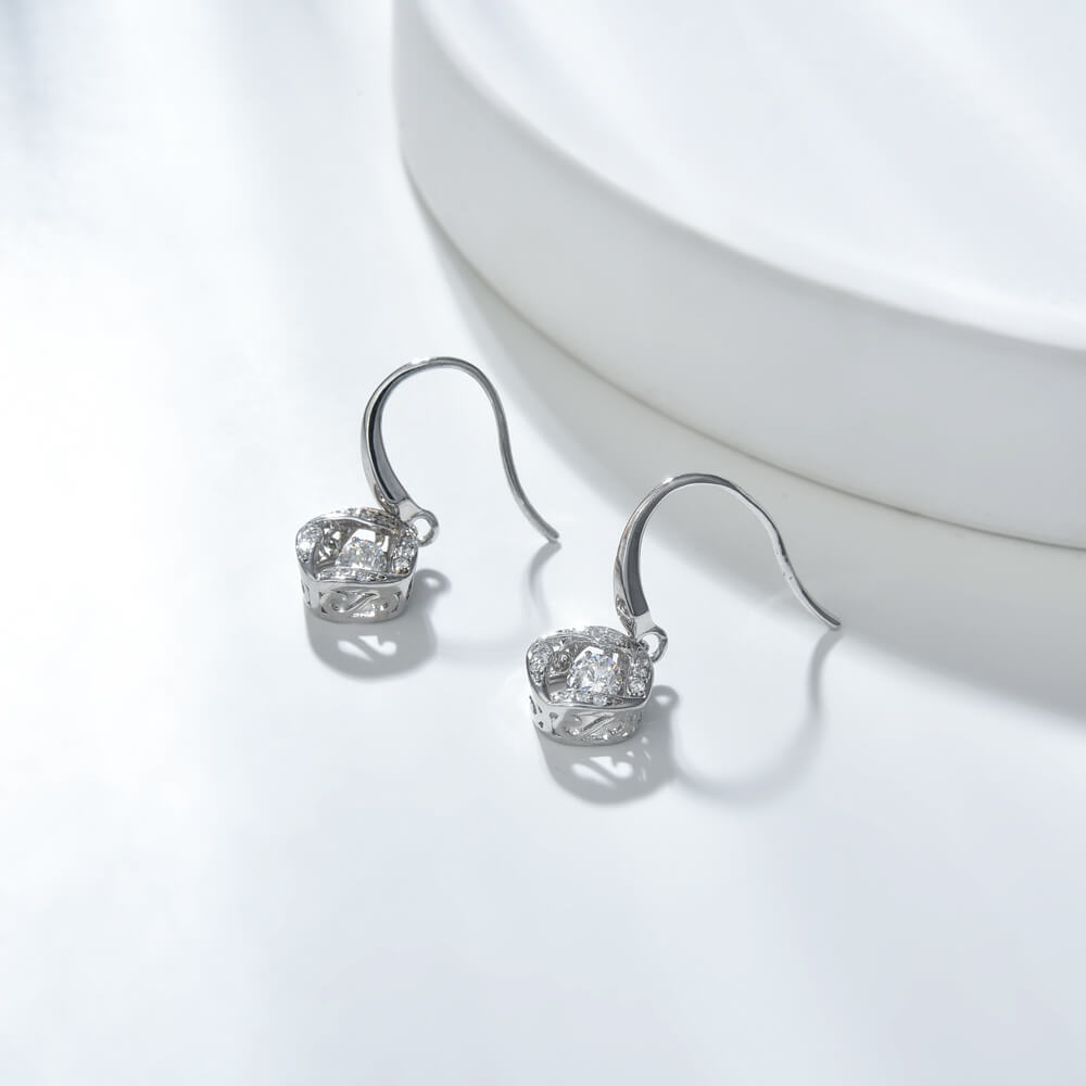 925 Silver Drop Earring with Rhodium Plated and earrings with dancing stone for Girl