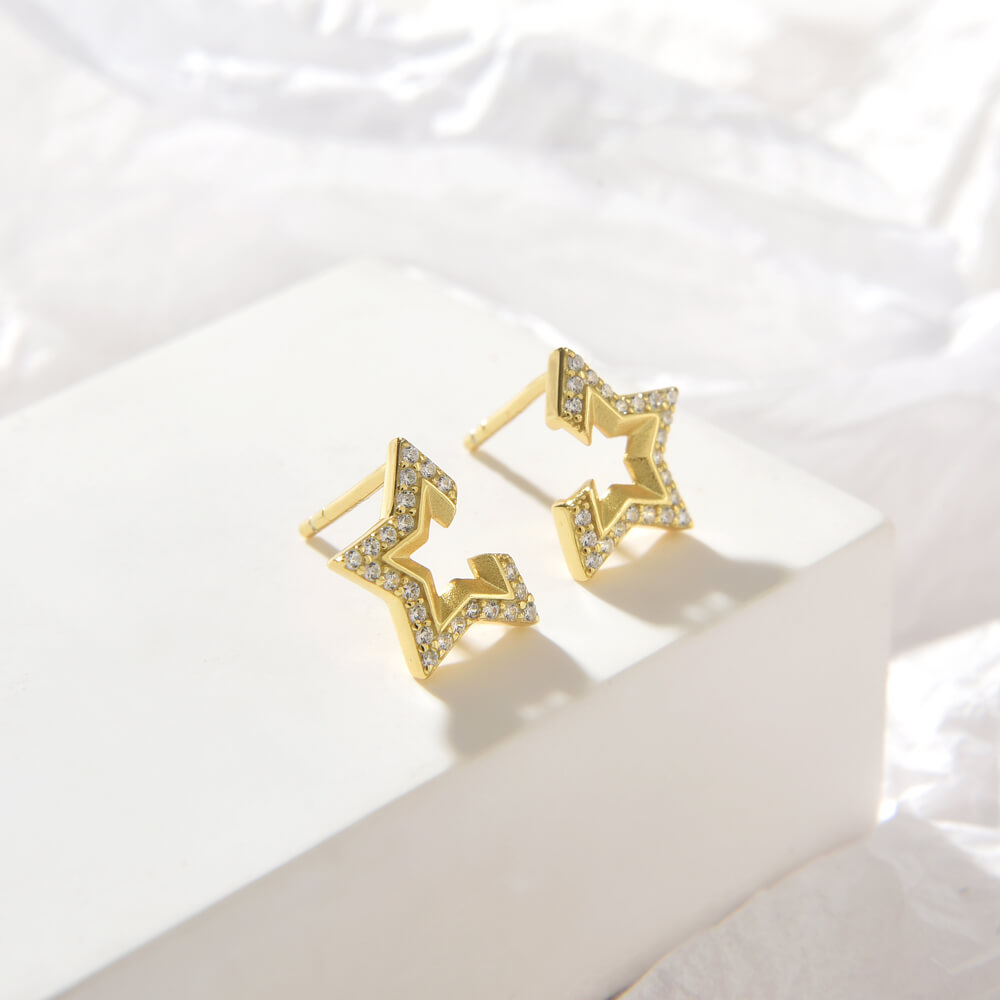 OEM Special Fashion Custom Earring Star Shape 18K Gold Earrings Jewelry