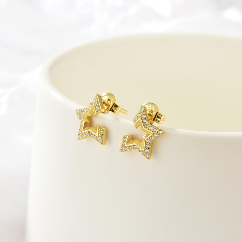 OEM Special Fashion Custom Earring Star Shape 18K Gold Earrings Jewelry