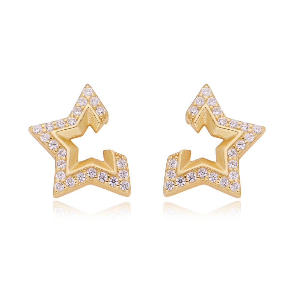 OEM Special Fashion Custom Earring Star Shape 18K Gold Earrings Jewelry