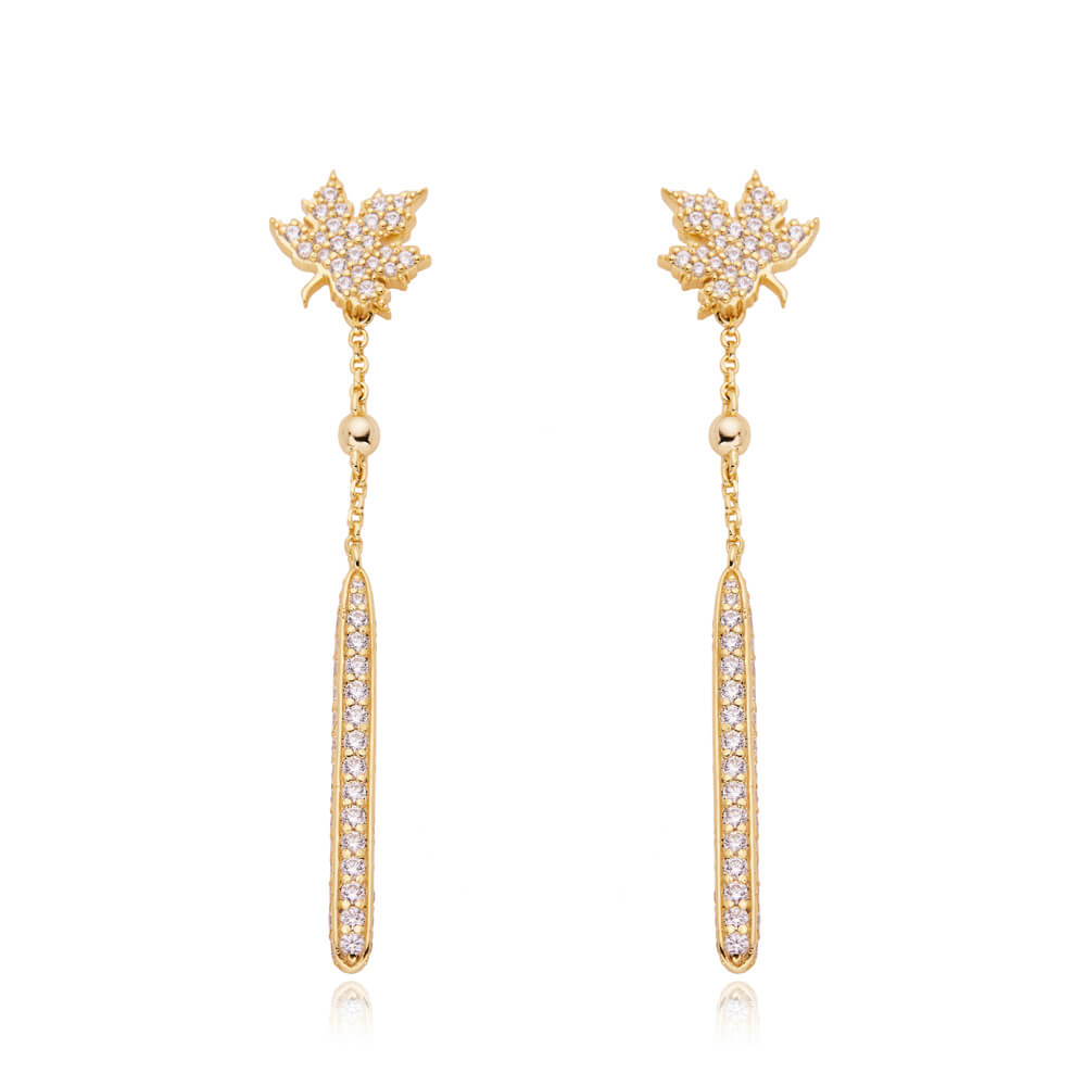 OEM Special Fashion Custom Earring Maple Leaf Shape 18K Gold Earrings Jewelry