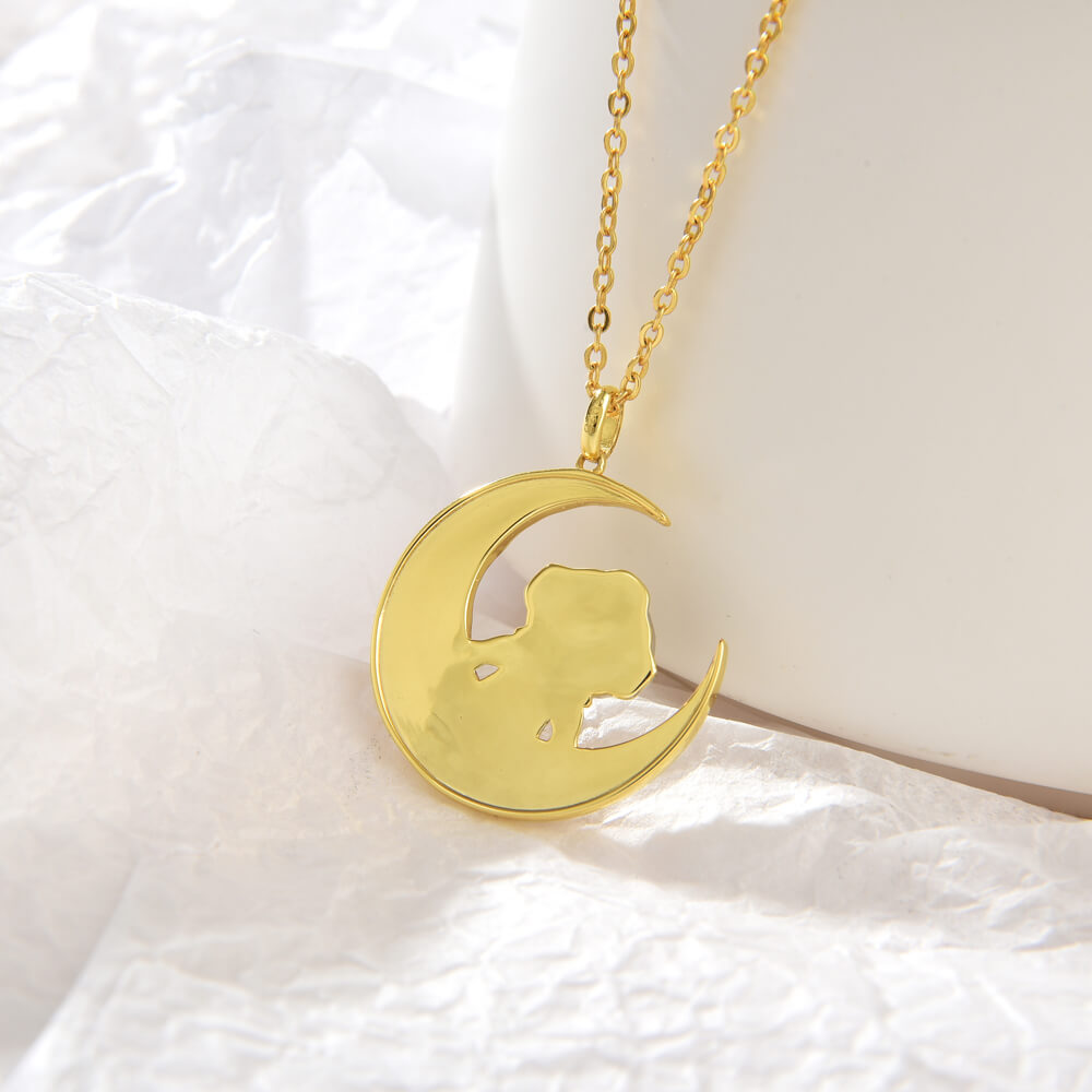 925 Sterling Silver Necklace 18K Gold Jewelry Chain Necklaces Gift For Family Space Moon Jewelry