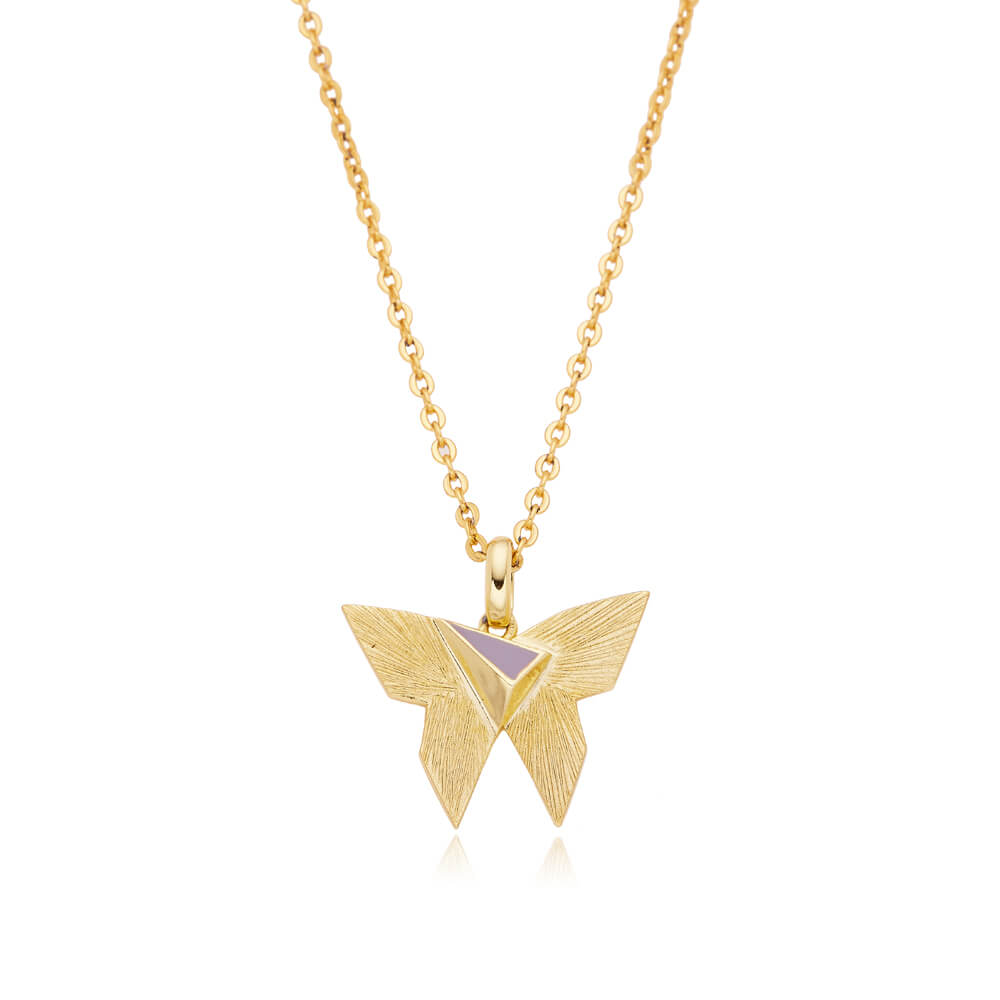 Newest Fashion Jewelry Gold Plated Fine Necklaces 925 Sterling Silver Butterfly Pendant Necklace For Women