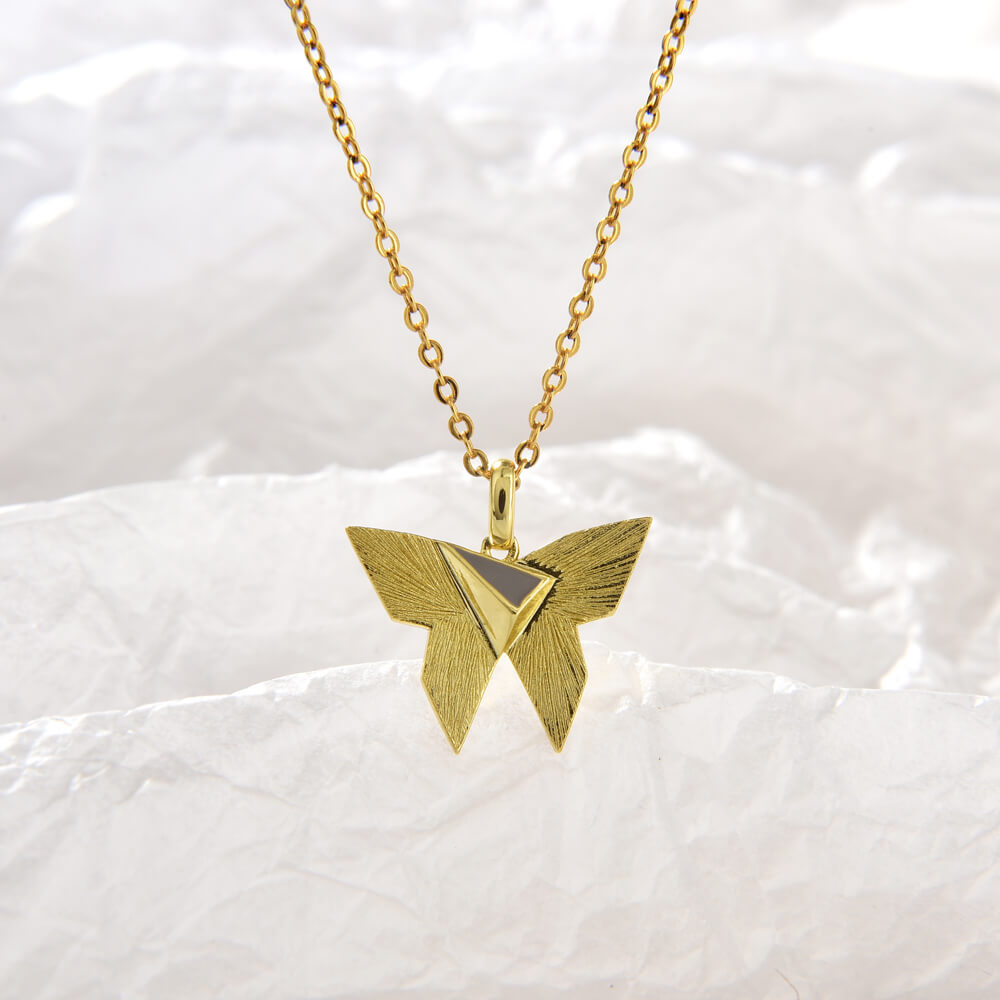 Newest Fashion Jewelry Gold Plated Fine Necklaces 925 Sterling Silver Butterfly Pendant Necklace For Women