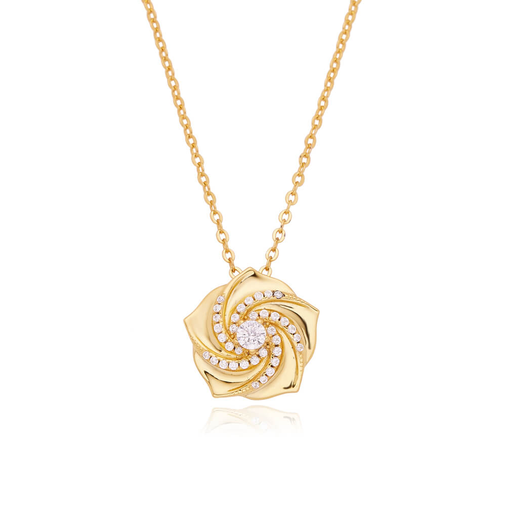 Most Popular 18K Gold Rose Necklace Jewelry Romantic Rose Flower Pendant Necklace For Wedding Gift