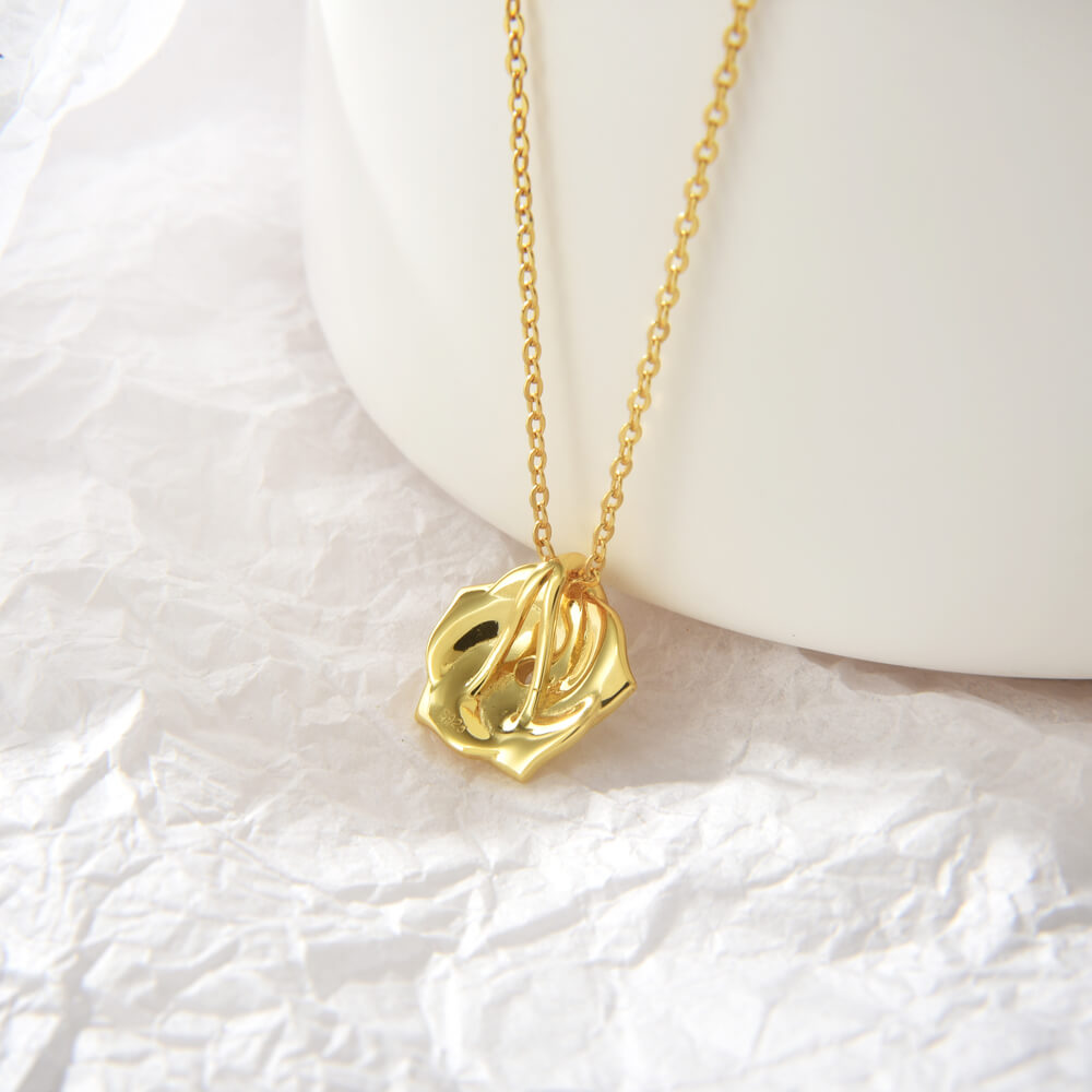 Most Popular 18K Gold Rose Necklace Jewelry Romantic Rose Flower Pendant Necklace For Wedding Gift