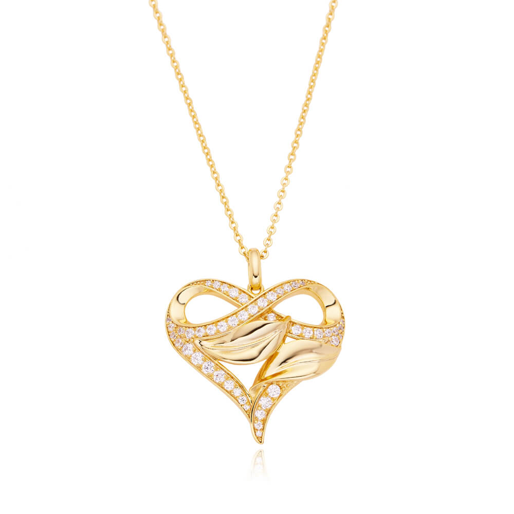 Hot Fashion heart-shaped zircon necklace pendant necklace 925 Sterling Silver Jewelry 18k Gold Plated