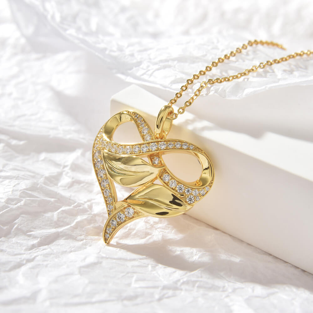 Hot Fashion heart-shaped zircon necklace pendant necklace 925 Sterling Silver Jewelry 18k Gold Plated