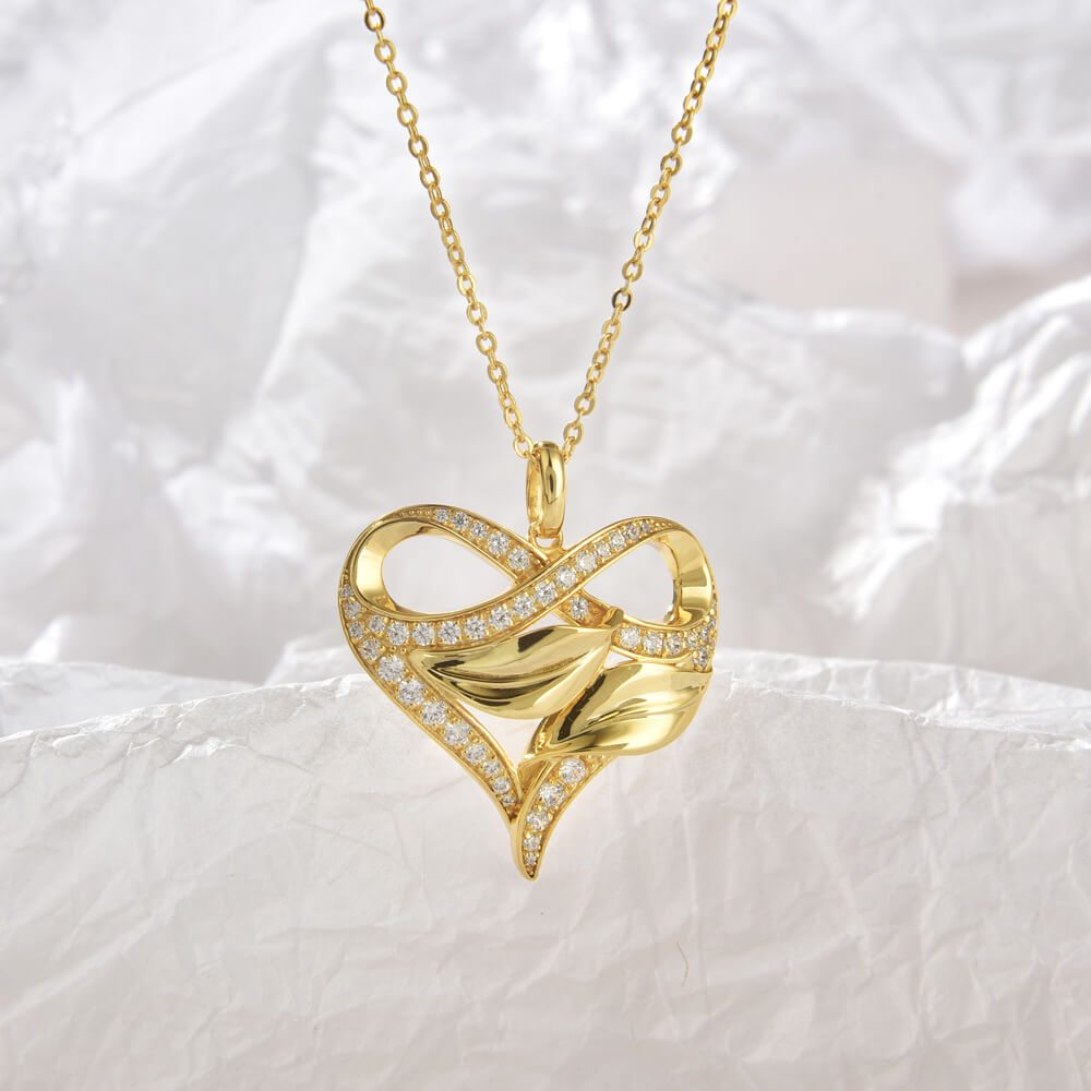 Hot Fashion heart-shaped zircon necklace pendant necklace 925 Sterling Silver Jewelry 18k Gold Plated