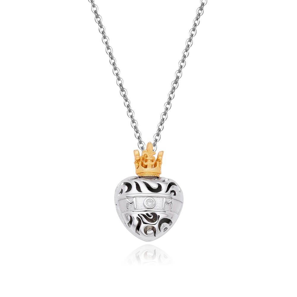 S925 Sterling Silver 18k Gold Plated Crystal Rhinestone Queen Crown Pendant Tiara Necklace For Female