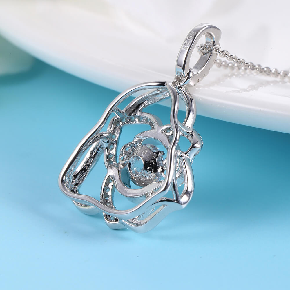 Rose Shape Charm 2023 New Designs Dancing Stone Cz Stone pure Pendant Necklaces