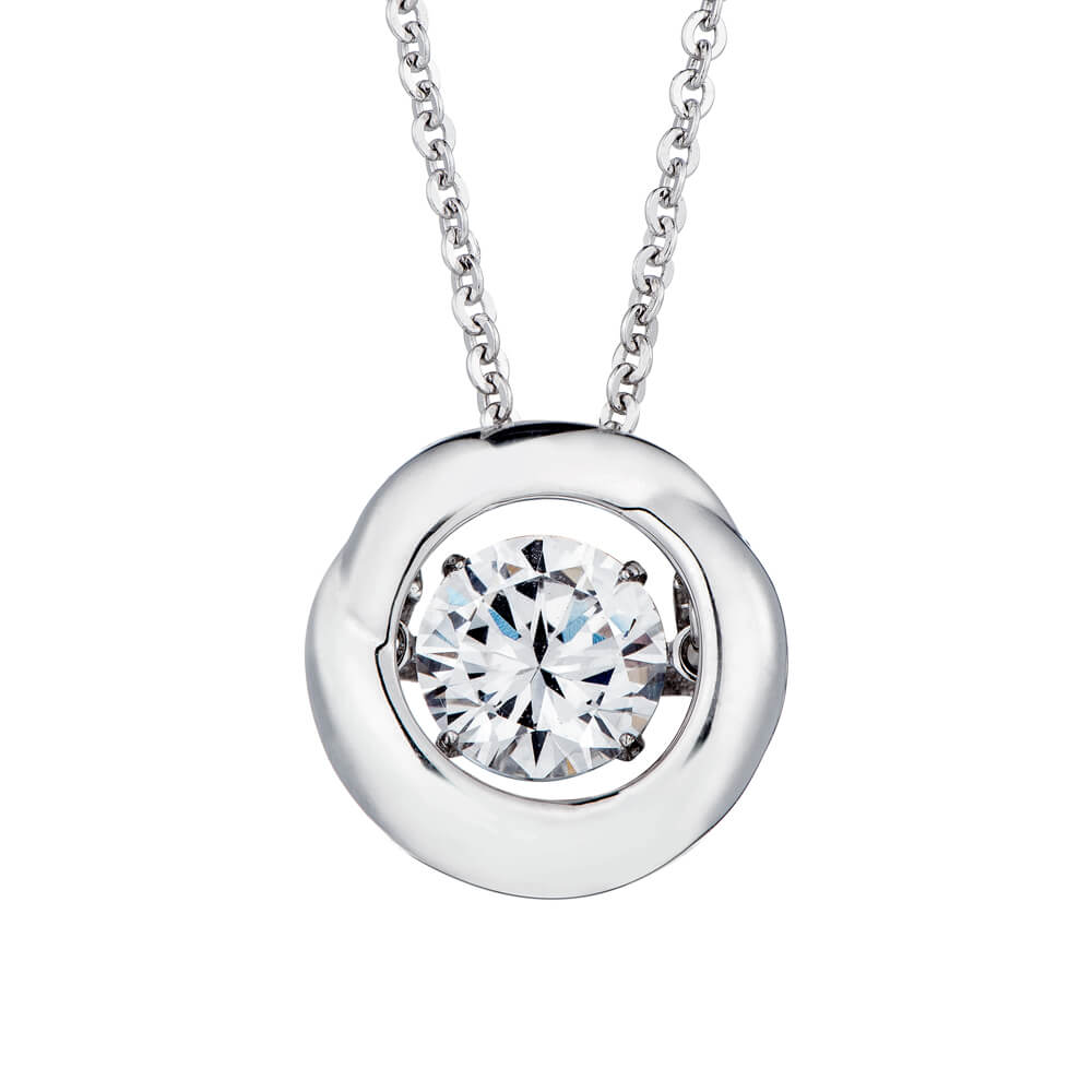 Hot Sale Dancing Stone Necklace Plated Genuine 925 Sterling Silver CZ Stone Tiny Jewelry Pendant Necklace